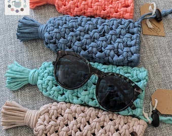 Soft Sunglasses Pouch Handmade Macrame Sunglasses Case Gift Ideas for Mom Summer Beach Accessories For Cruises Boat Glasses Holder for Her