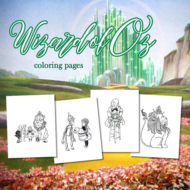 The Wizard of Oz Coloring Book Pages - Etsy