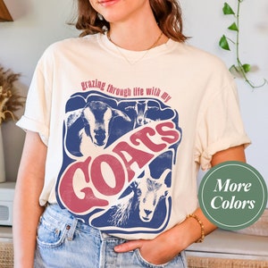 Funny Goat Comfort Colors® T-Shirt, 70s Style Goat T-Shirt, Gift for Goat Parent