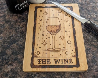 The Wine on bamboo cheese board