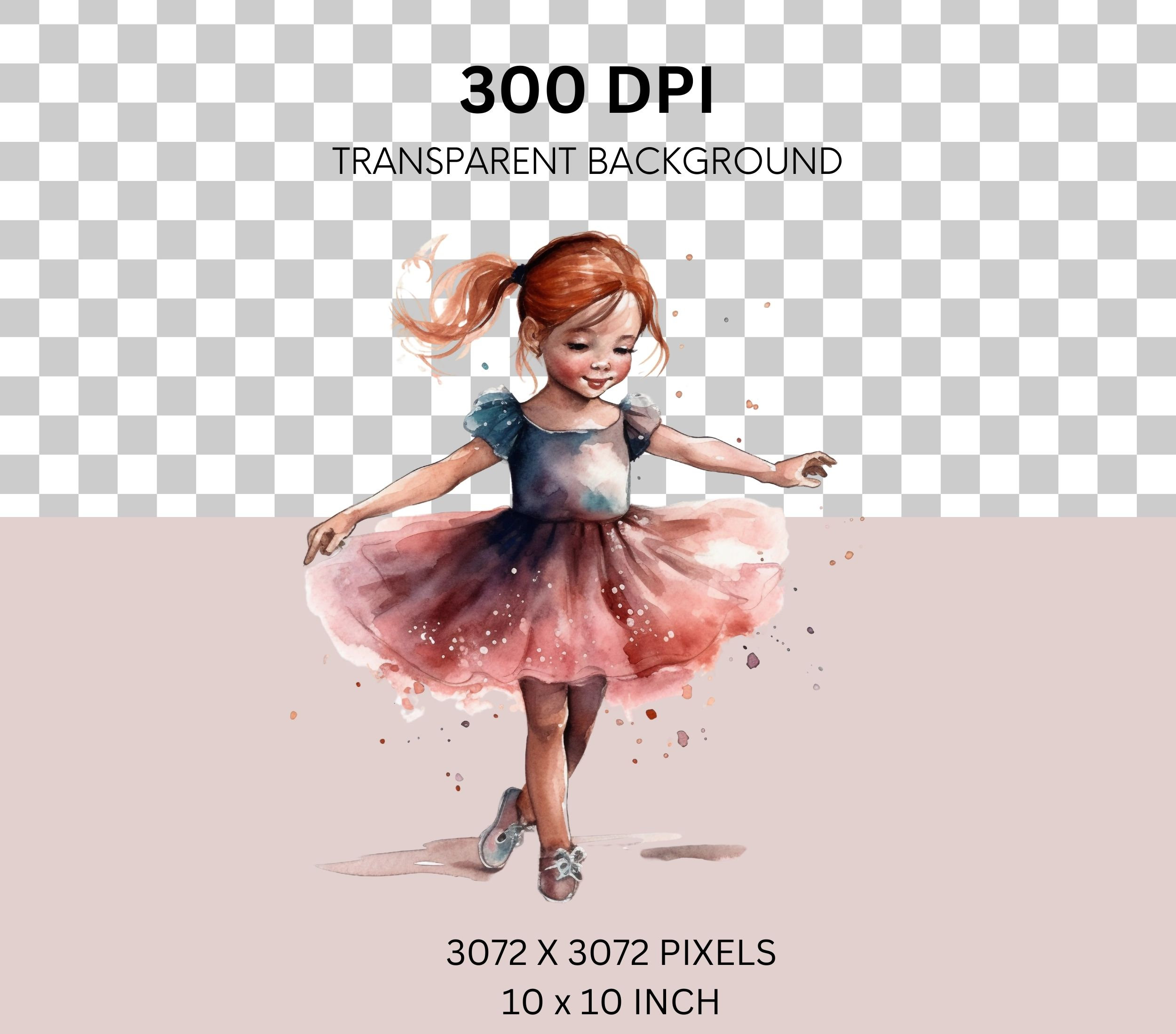 Little Ballerina Watercolor Clipart Bundle Transparent PNG - Etsy