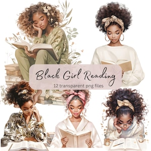 Topo di biblioteca che legge pacchetto di clipart ad acquerello, PNG trasparente, ragazza che studia Clipart, amante dei libri, mestiere di carta per studenti, diario spazzatura Scrapbooking