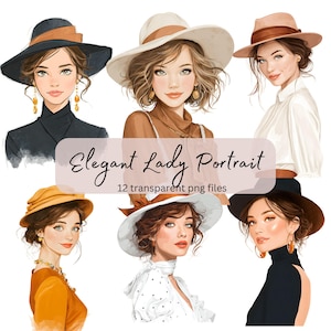 Pacote de clipart de aquarela para meninas elegantes da moda, PNG transparente, download digital, criação de cartão, linda mulher, ilustração de modelo