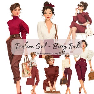 Moda Meninas Vermelho Aquarela Clipart, PNG Transparente, Download Digital, Cartão Fazendo Linda Mulher Senhora, Ilustração de Modelo, Lady Boss