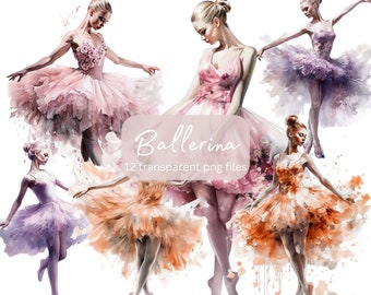Ballerinas Watercolor Clipart Bundle, transparent PNG, Pretty Girls Clipart, Dancing clipart, Paper craft, Junk Journal Scrapbook,Commercial