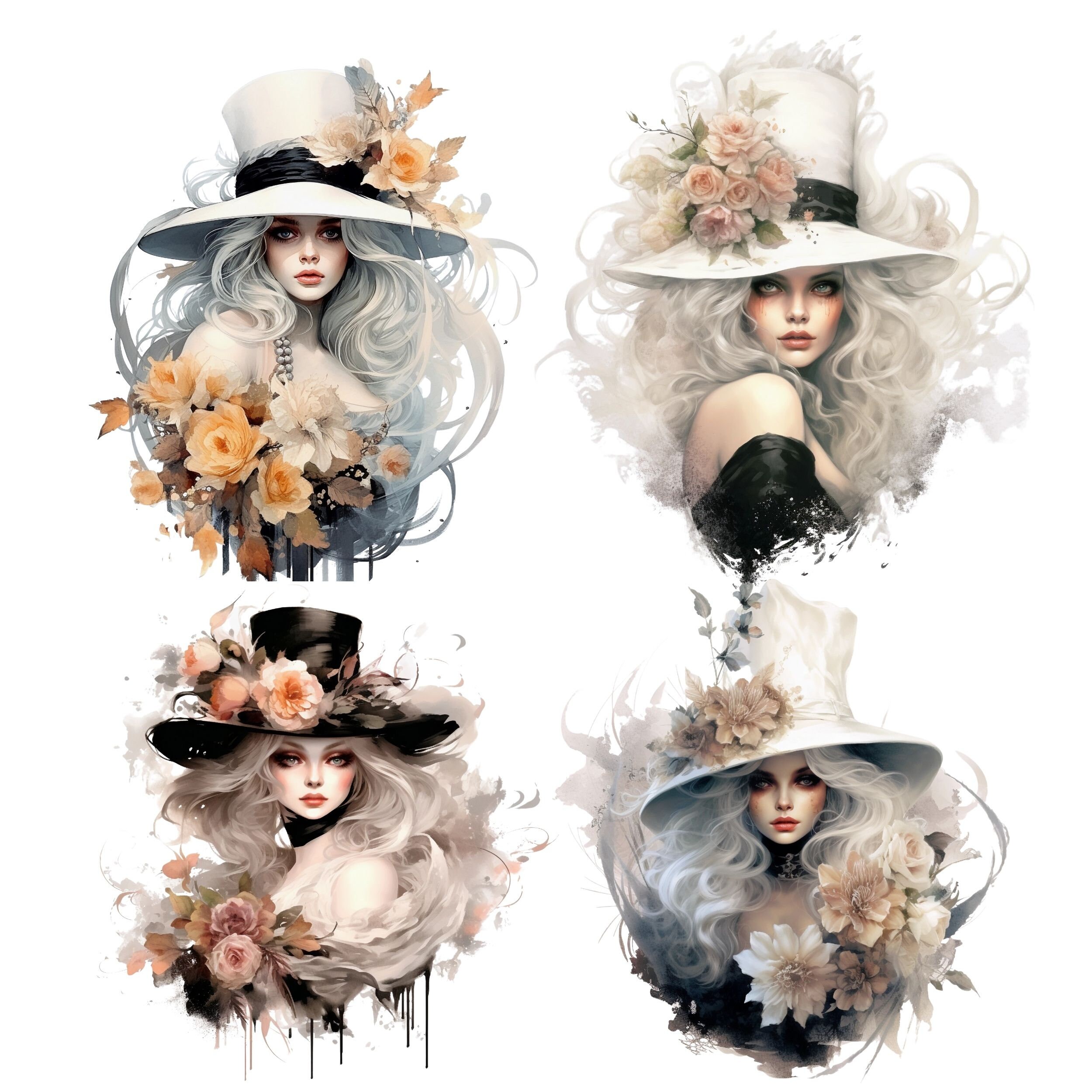 Witch Watercolor Clipart Bundle, Transparent PNG, Digital Download ...