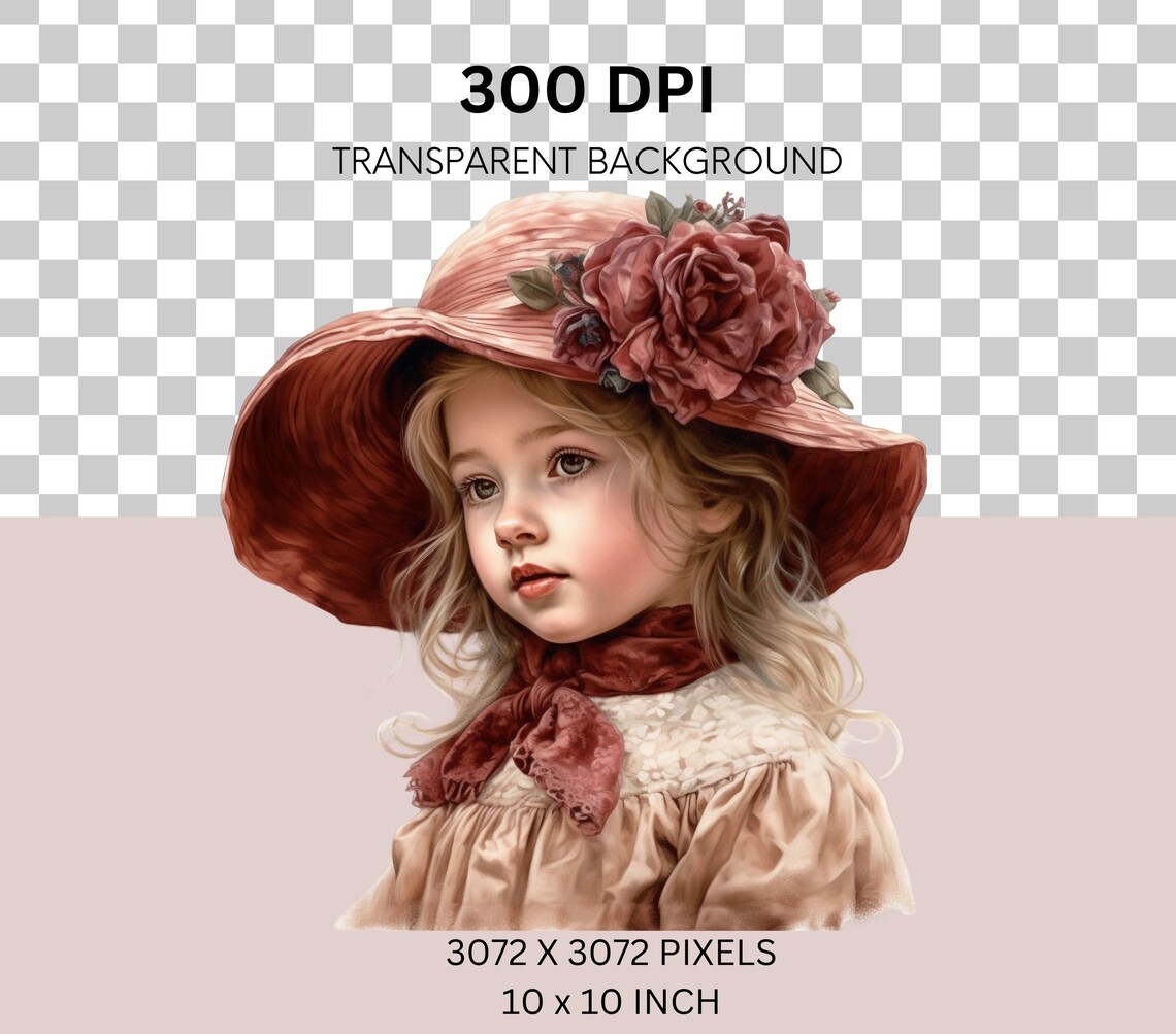 Victorian Vintage Little Girl Watercolor Clipart Bundle, Transparent ...