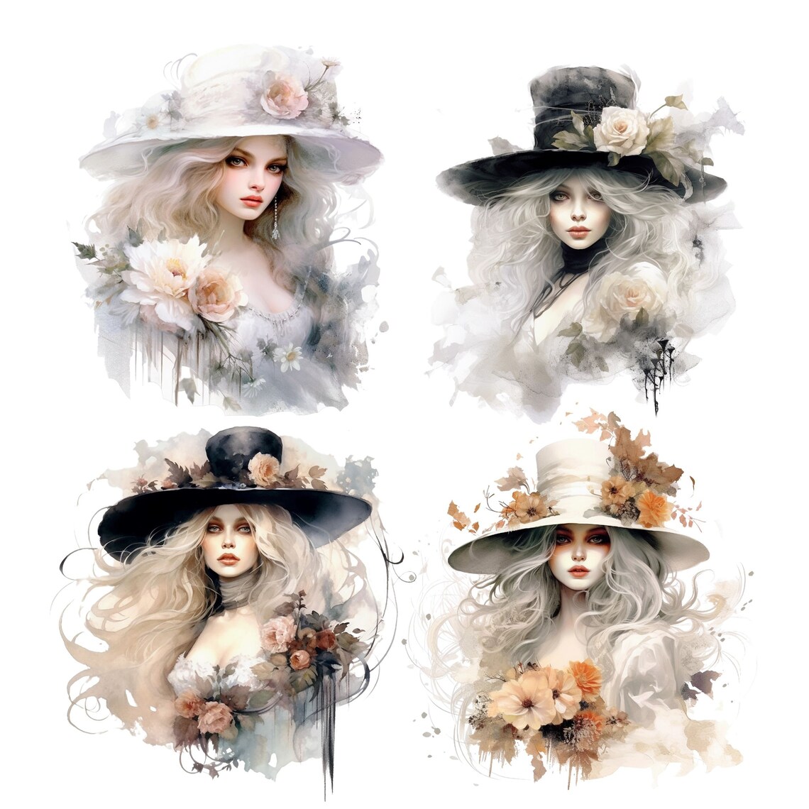 Witch Watercolor Clipart Bundle, Transparent PNG, Digital Download ...