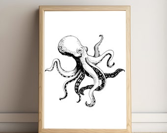 PRINTABLE Octopus Ocean Animal Art Digital Print Wall Art