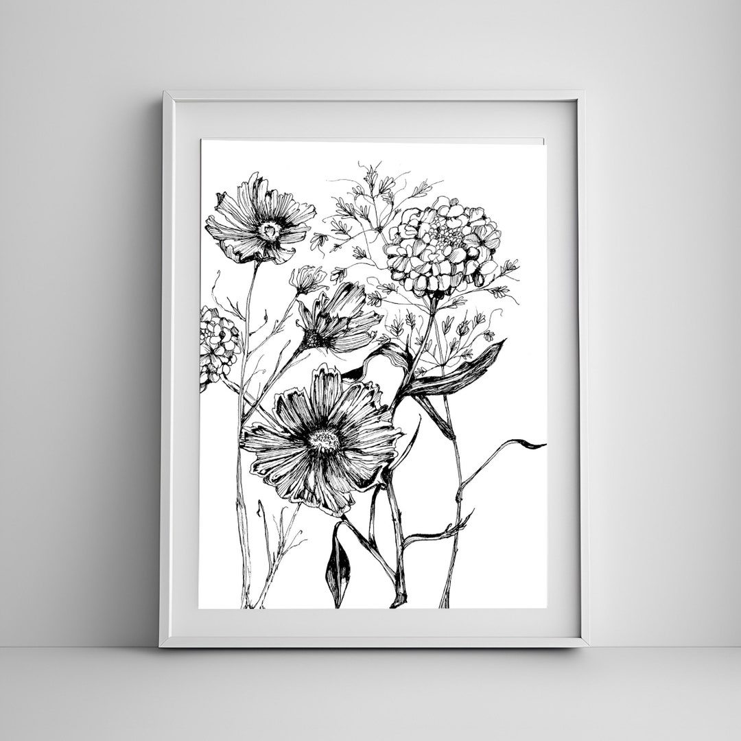 PRINTABLE Wildflower Art Print Wall Art Flowers Botanical Etsy