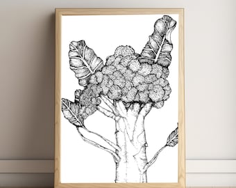 PRINTABLE Broccoli Garden Art, Wall Art, Vegetable, Digital Download