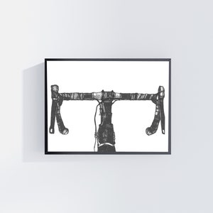 PRINTABLE Bike Handlebar Print, Bike Art, Wall Art, Digital Art, Handlebar,Ink Drawing