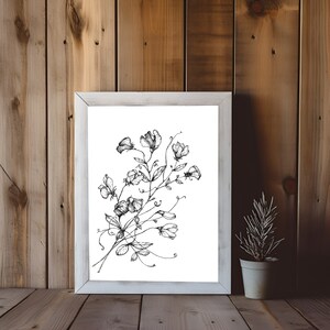PRINTABLE Sweatpea Wall Art, Digital Print, Wall Art, Flowers, Botanical Art Print