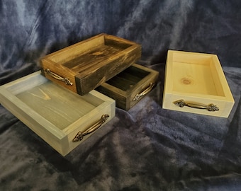 Small catch all tray with handles, Coffee table tray, Wood tray with handles, Farmhouse style tray, Kitchen counter tray, Bathroom Sink Tray
