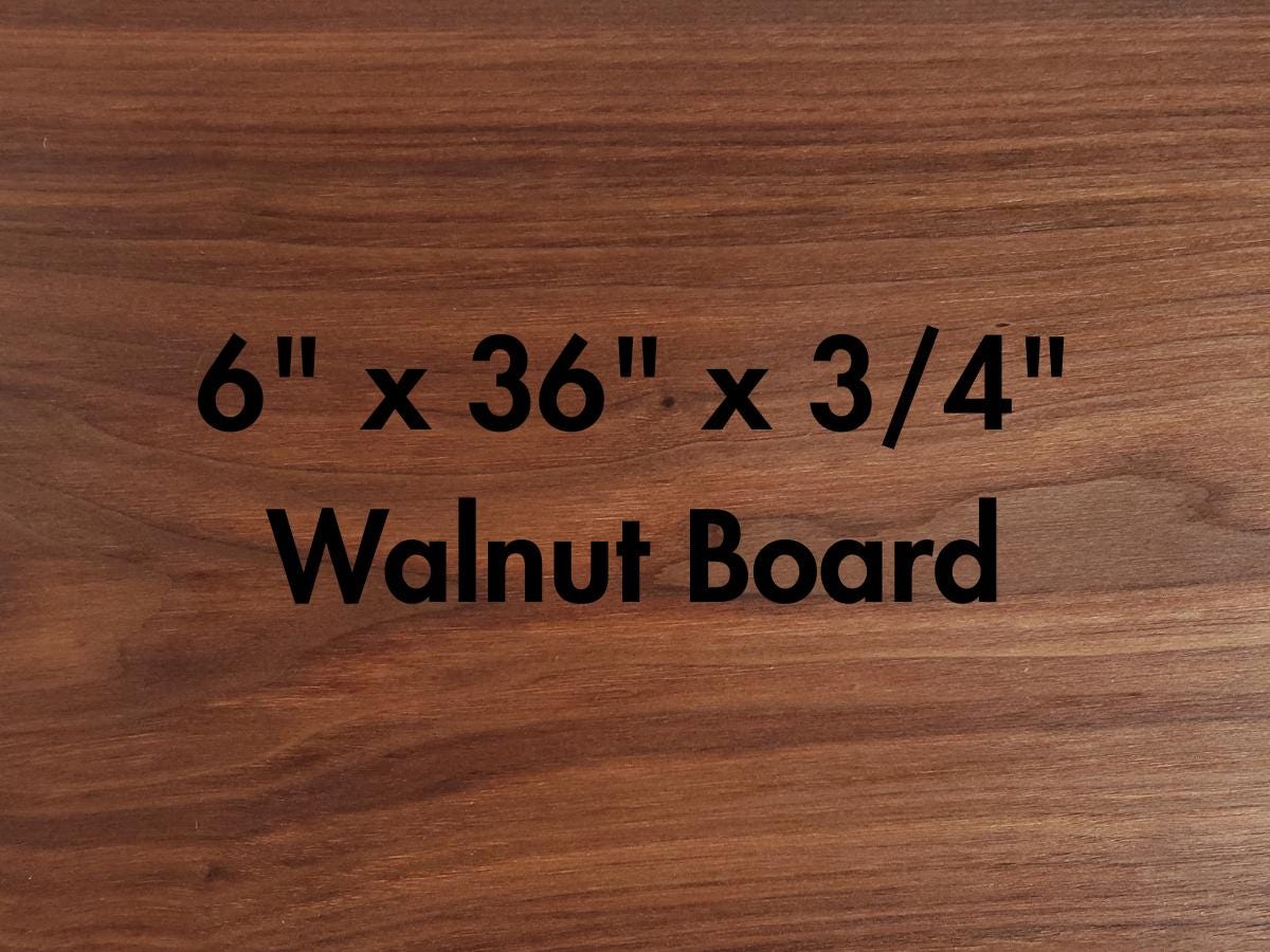 Tavola in legno di noce da 6" x 36" x 3/4" con estremità anteriore smussata