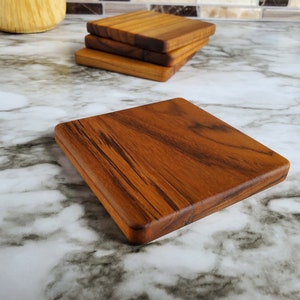 Teak Wood Coaster Set Of 4, Handmade Wooden Coasters, Non-Toxic Coasters, Minimalistic Coasters