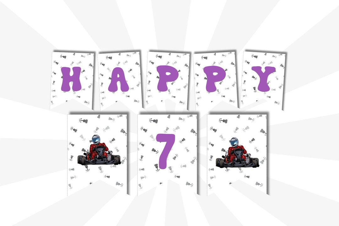Go Kart Birthday Banner Flag Personalized Karting Party - Etsy