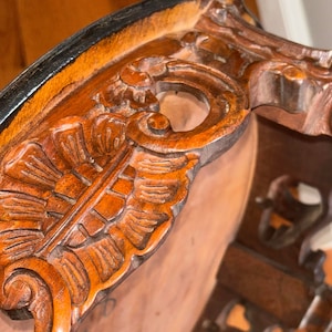 Small Antique Side Table / End Table Hand Carved