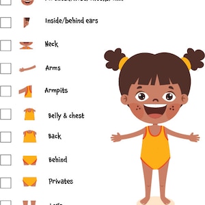 Illustrated Shower Guide, Shower Checklist for Kids