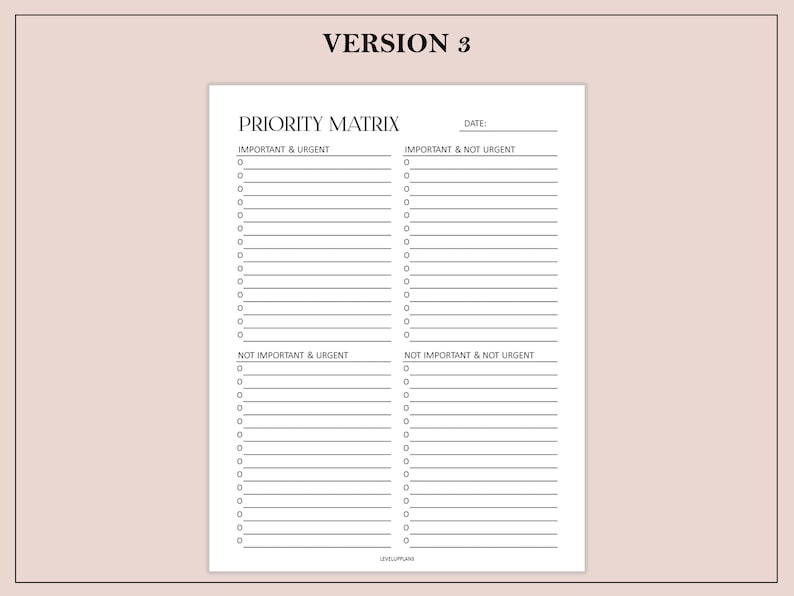 Two Column Prioritization List Priority Matrix Printable | Priorities Planner | Decision Matrix ...