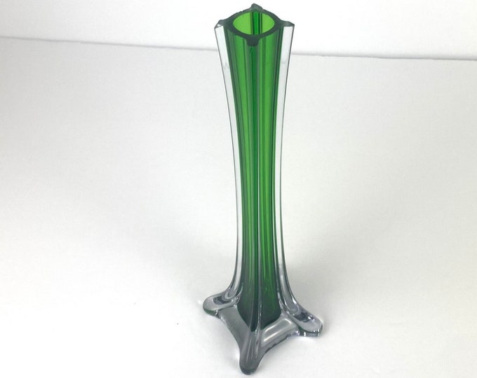 Green Eiffel Tower Cased Glass Bud Vase Etsy