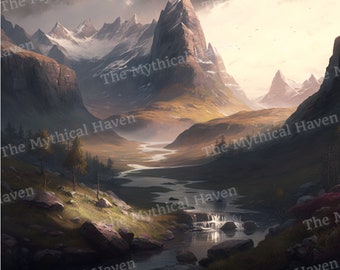 Printable Wall Art - Mountain and Stream Scenery