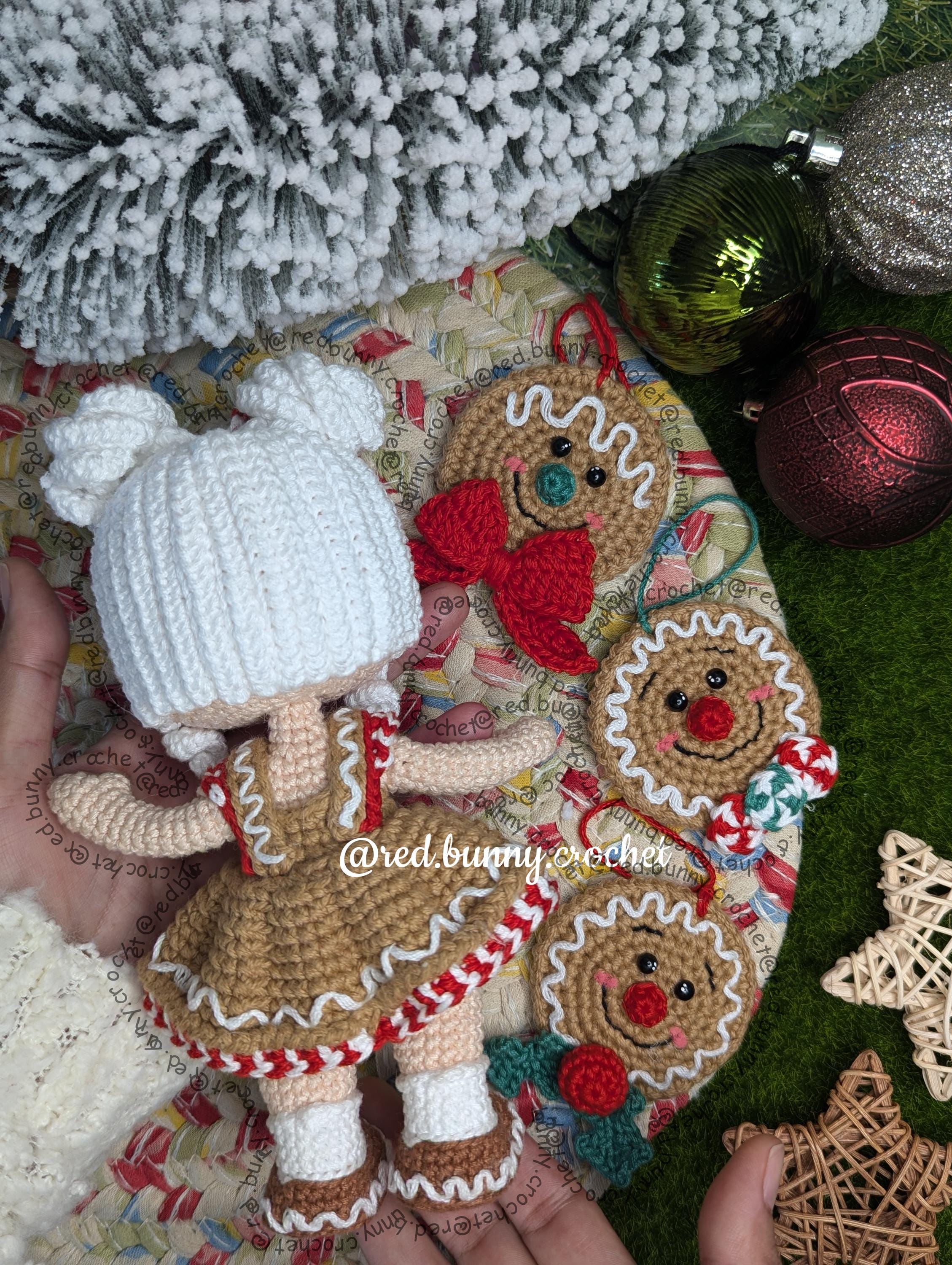 Crochet pattern Sophie the gingerbread girl PDF ENGLISH & SPANISH christmas amigurumi doll - Thumbnail 4