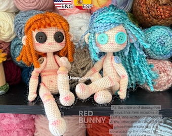 2 Body Base Häkelanleitung PDF File Ragdoll Amigurumi doll 2 Körper + 2 Perücken ENGLISH & SPANISH