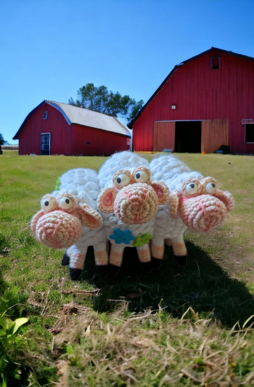 Crochet pattern cute shepherdess and her 3 head sheep amigurumi doll ENGLISH & SPANISH PDF bundle - Thumbnail 4