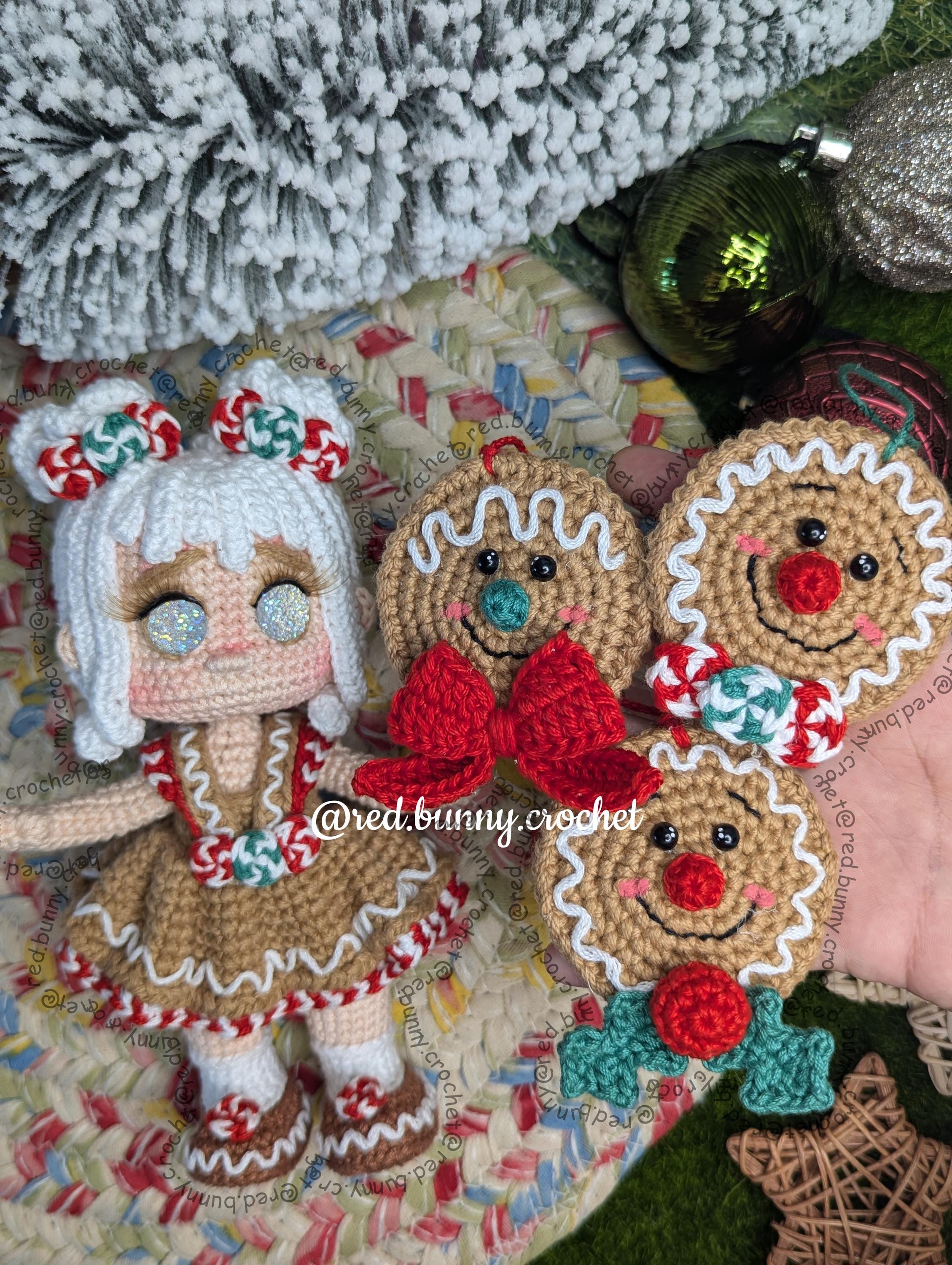 Crochet pattern Sophie the gingerbread girl PDF ENGLISH & SPANISH christmas amigurumi doll - Thumbnail 2