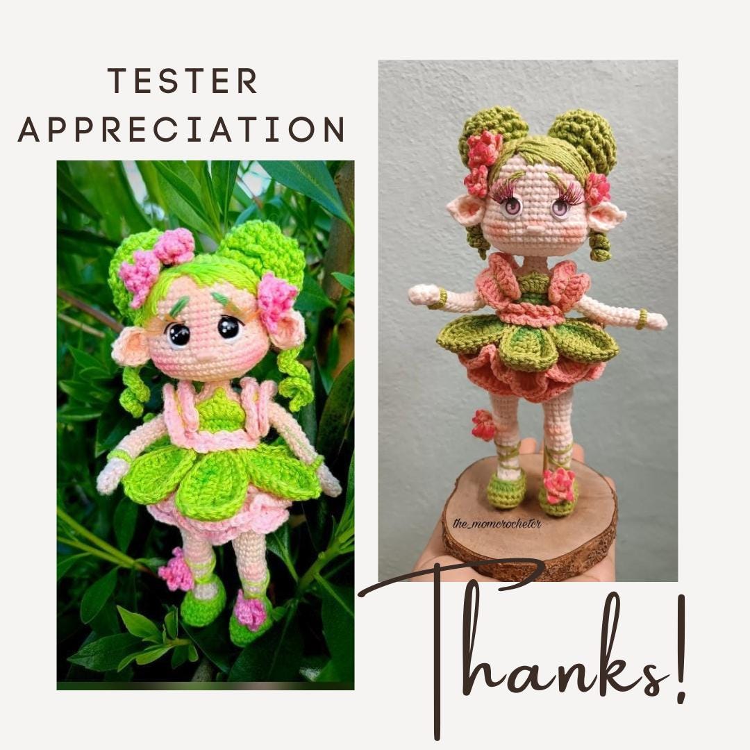 Elf Lily pad fairy crochet pattern bundle 2 PDF Files Amigurumi doll ENGLISH & SPANISH - Thumbnail 7