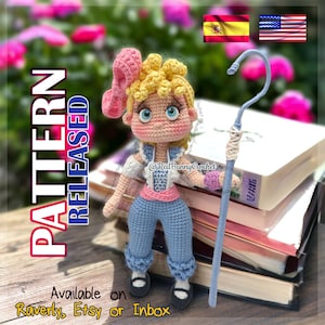Crochet pattern Blue Shepherdess amigurumi doll ENGLISH & SPANISH