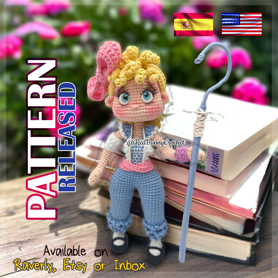 Crochet pattern Blue Shepherdess amigurumi doll ENGLISH & SPANISH - Image 1