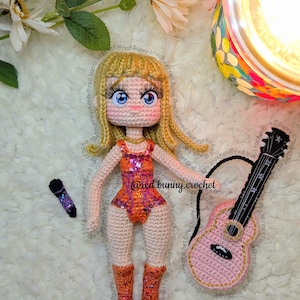 Bundle 2 PDF Files Amigurumi doll crochet pattern famous singer ENGLISH & SPANISH
