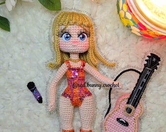 Paket 2 PDF-filer Amigurumi docka virkmönster känd sångerska ENGELSKA & SPANSKA