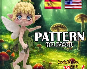Fairy Crochet Pattern, artisan fairy, amigurumi doll, PDF file, ENGLISH & SPANISH