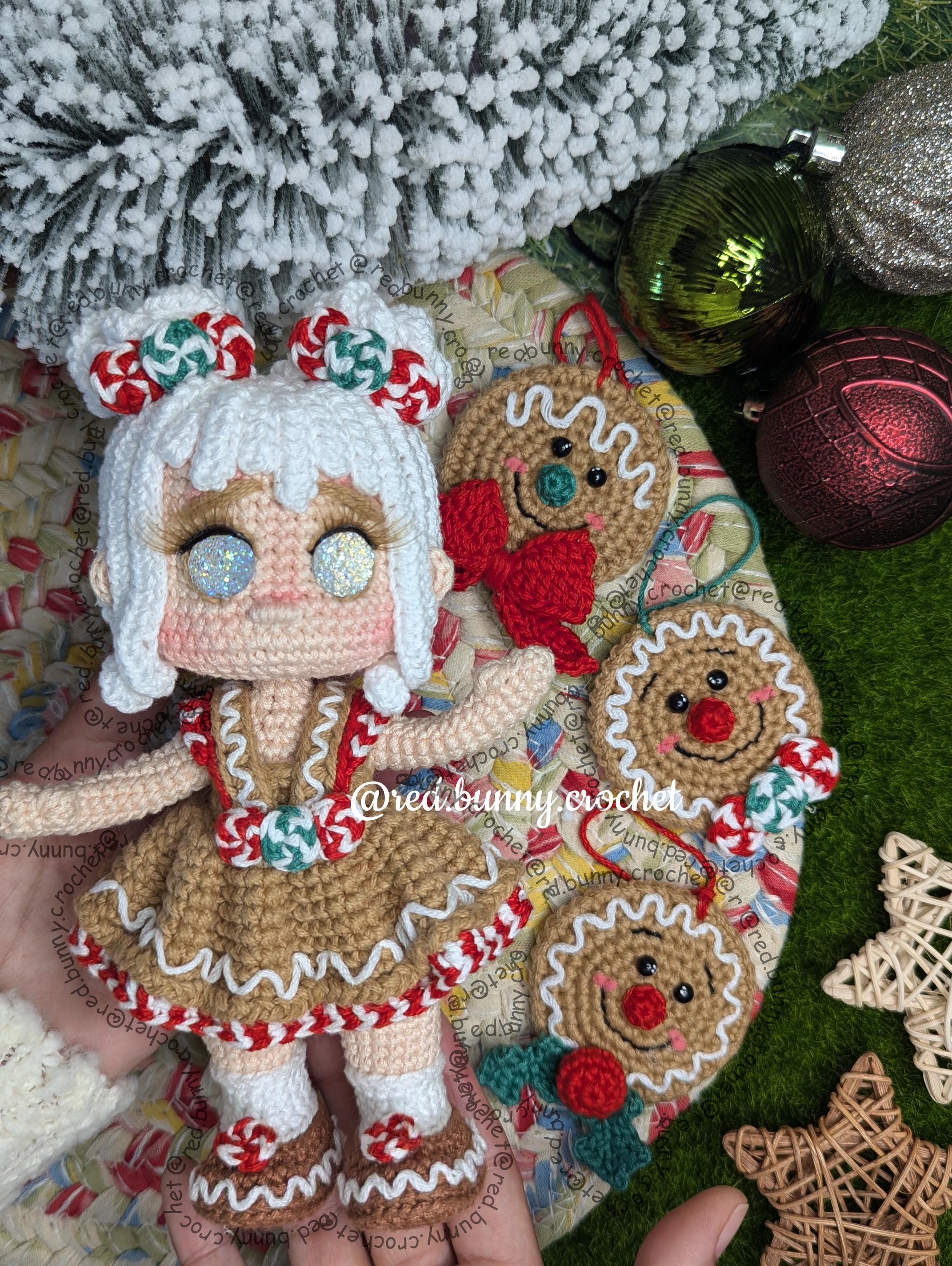 Crochet pattern Sophie the gingerbread girl PDF ENGLISH & SPANISH christmas amigurumi doll - Thumbnail 3