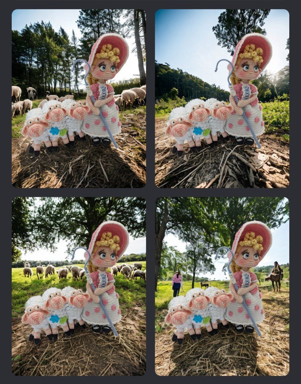 Crochet pattern cute shepherdess and her 3 head sheep amigurumi doll ENGLISH & SPANISH PDF bundle - Thumbnail 2