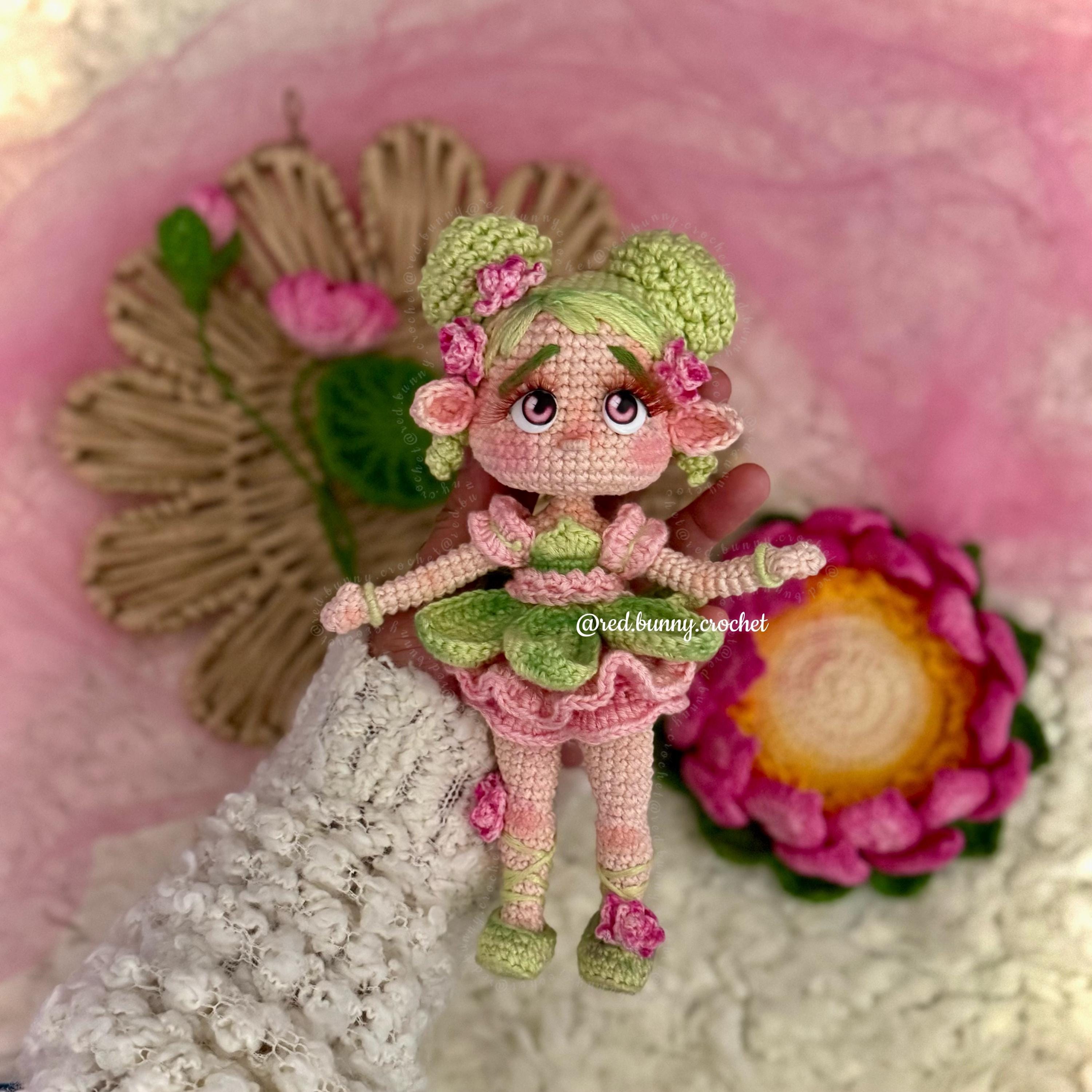 Elf Lily pad fairy crochet pattern bundle 2 PDF Files Amigurumi doll ENGLISH & SPANISH - Thumbnail 2