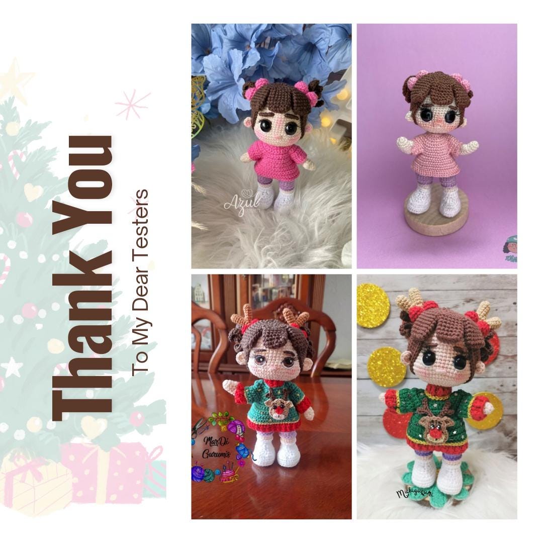 Crochet Pattern Bundle 5 PDF Files Amigurumi doll baby with 2 outfits, plushie & Christmas spheres - Thumbnail 6
