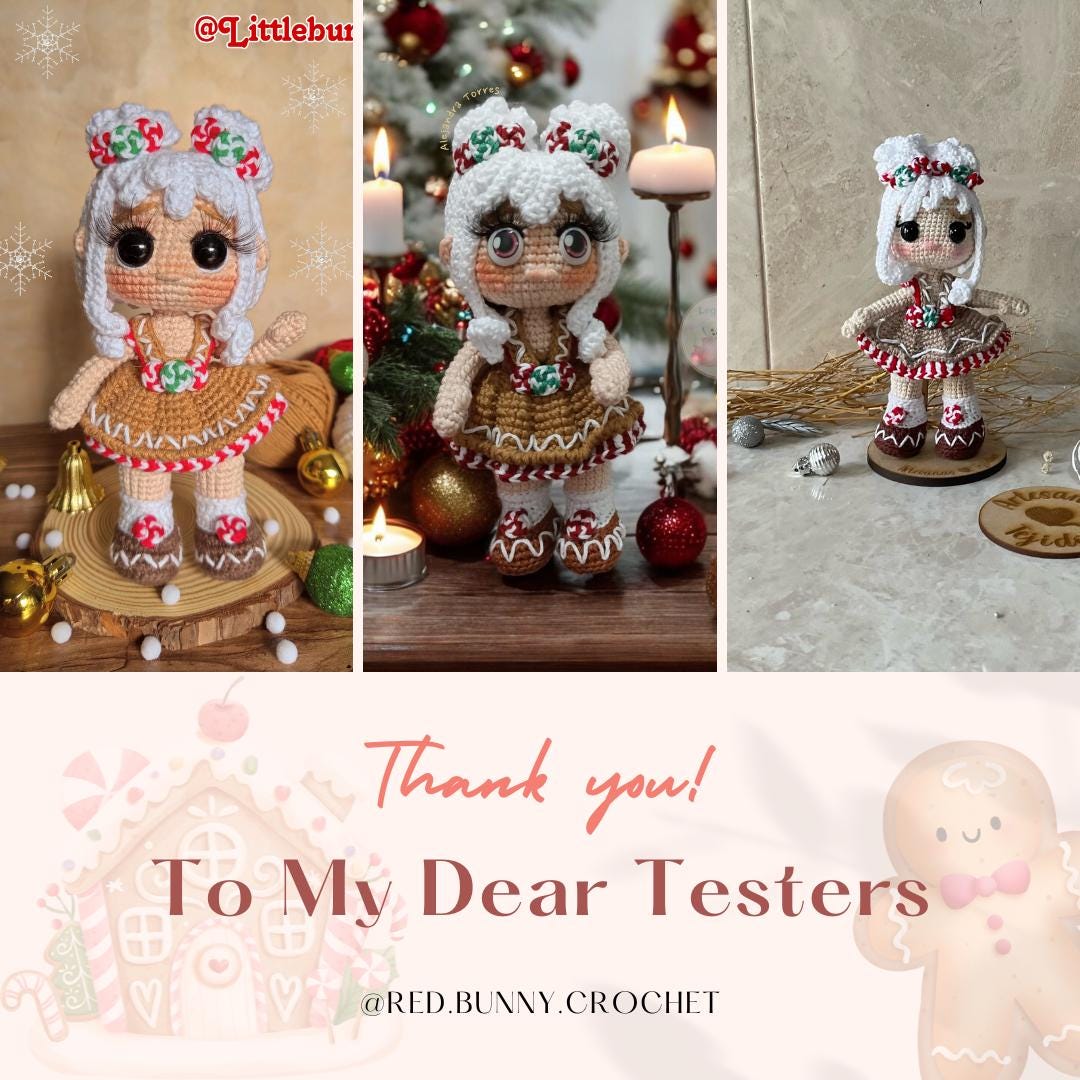 Crochet pattern Sophie the gingerbread girl PDF ENGLISH & SPANISH christmas amigurumi doll - Thumbnail 5