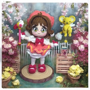 2 PDF Crochet pattern magical girl and her buddy ENGLISH & SPANISH amigurumi doll