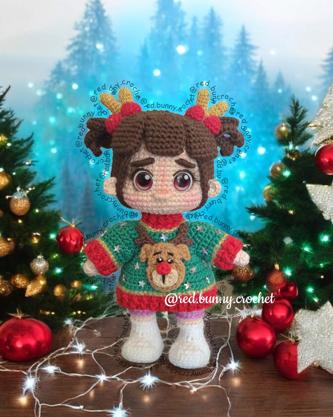 Crochet Pattern Bundle 5 PDF Files Amigurumi doll baby with 2 outfits, plushie & Christmas spheres - Thumbnail 3