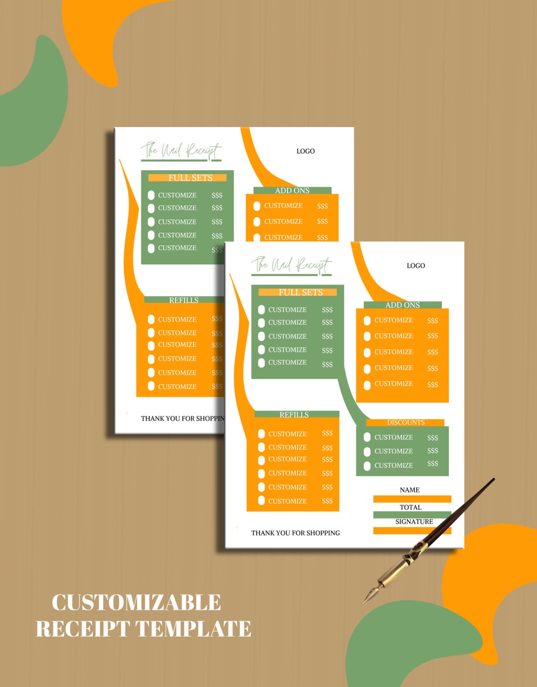 NAIL RECEIPT TEMPLATE /receipt Template for Nail - Etsy