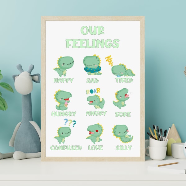 Dinosaur Feelings/Emotions Digital Download Poster