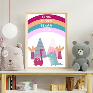 Positive Affirmations Dinosaur Poster - Digital Kids Wall Art - Inspirational Printable Room Decor for All Children