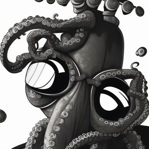 VDP001 ''The Inked Outlaw'' - Unikatowa grafika przedstawiająca ośmiornicę {Format wydruku}