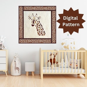 PDF Giraffe Quilt Pattern | Baby Blanket| Gender Neutral | Digital Pattern | Fusible Appliqué | Safari Nursery Decor | African Decor