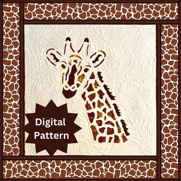 PDF Giraffe Quilt Pattern | 48 x 48" | Beginner Friendly Quilt | Digital Pattern | Fusible Appliqué | Wall Hanging | Weekend Project