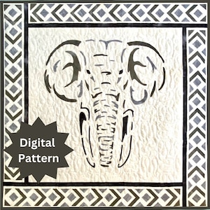 PDF Majestic Elephant Quilt Pattern | 48 x 48&quot; | Fusible Raw Edge Appliqué | Quilt Wall Art | African Decor | PDF Download